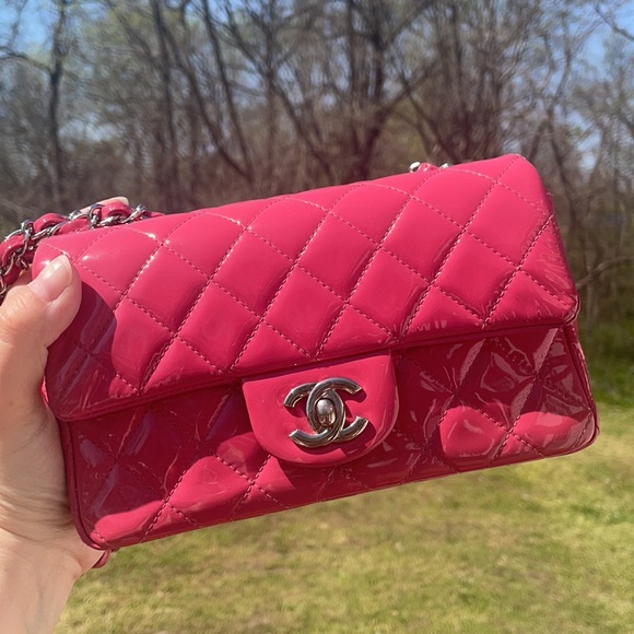 Chanel Pink Mini Flap patent  Crossbody Bag - Picture 10 of 17